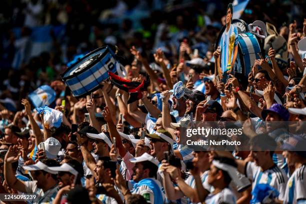 Fans of Argentina team during the FIFA World Cup Qatar 2022 Group C match between Argentina and Saudi Arabia at Lusail Stadium on 22 November 2022 in...