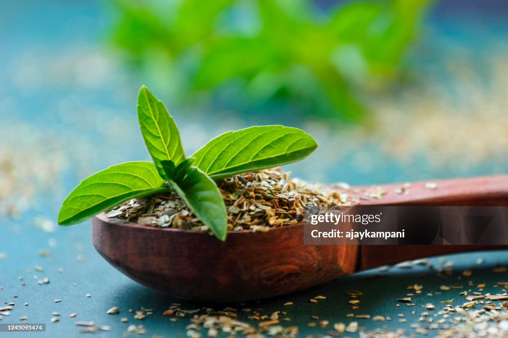 Holy basil or tulsi leaves