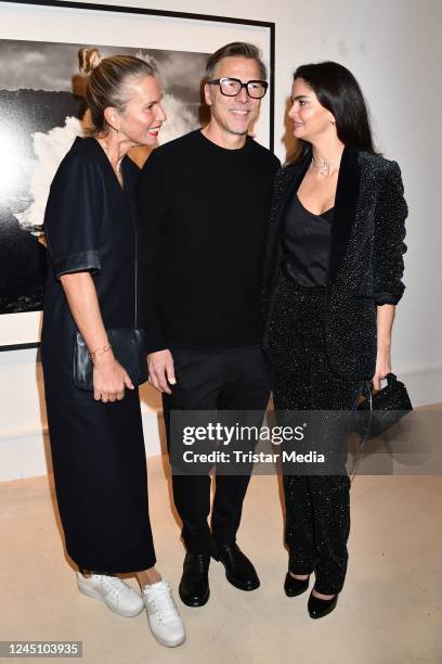 Ute Hartjen, Olaf Heine and Shermine Shahrivar during the "Olaf Heine: Human Conditions" exhibition opening on November 25, 2022 in Berlin, Germany.