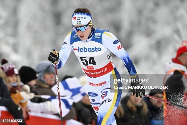 Sweden's Ebba Andersson competes in the cross-country skiing 10km classic style competition of the Women's FIS Ski Cross-Country World Cup in Ruka,...