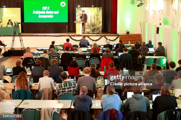 November 2022, Saxony-Anhalt, Zerbst: View of the Katharina Hall, where the 47th state party conference of the Alliance 90/The Greens of...