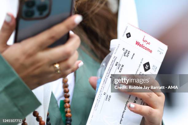 The matchday ticket of a Saudi Arabia during the FIFA World Cup Qatar 2022 Group C match between Poland and Saudi Arabia at Education City Stadium on...