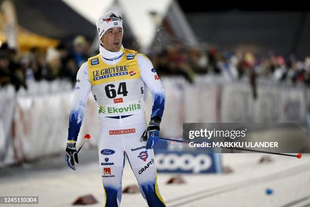 Sweden's Calle Halfvarsson reacts during the men's cross-country skiing 10km classic style competition of the Men's FIS Ski Cross-Country World Cup...