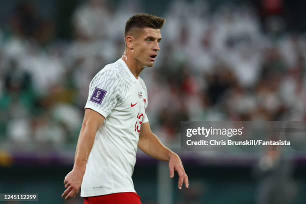 Krzysztof Piatek of Poland looks on during the FIFA World Cup Qatar 2022 Group C match between Poland and Saudi Arabia at Education City Stadium on...