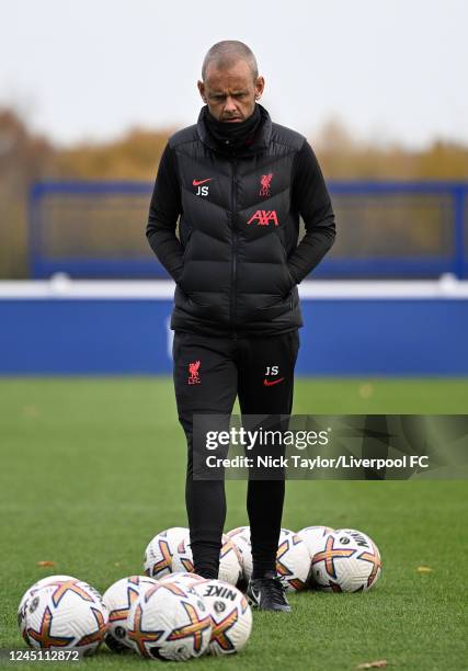 Coach Jay Spearing of Liverpool at Finch Farm on November 26, 2022 in Liverpool, England.