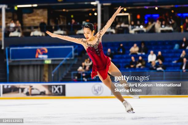 Mai Mihara of Japan performs during the ISU Grand Prix of Figure Skating at Espoo Metro Areena on November 26, 2022 in Espoo, Finland.