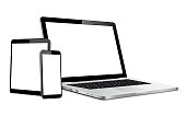 Set of blank screens with laptop, tablet, phone