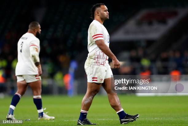 England's number 8 Billy Vunipola looks on after the final whistle of the Autumn Nations Series International rugby union match between England and...