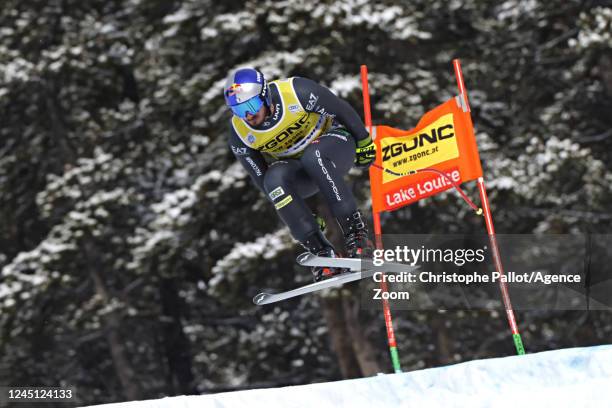 Dominik Paris of Team Italy in action during the Audi FIS Alpine Ski World Cup Men's Downhill on November 26, 2022 in Lake Louise, Canada.