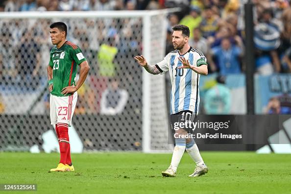 Messi Msg Lionel Messi of Argentina gestures during the FIFA World Cup Qatar ...