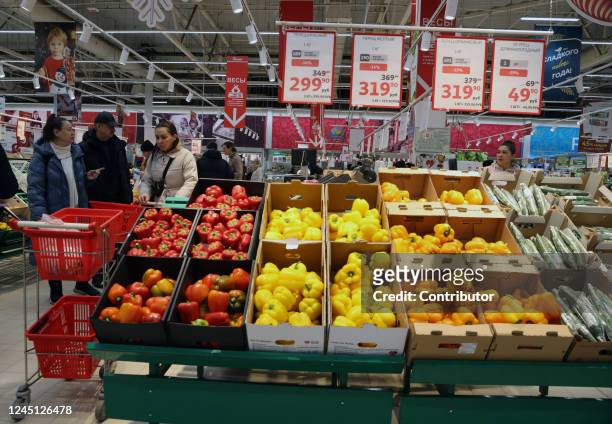 Shoppers at the Auchan store on November 26, 2022 in Moscow, Russia. Hundreds of brands left Russia due to the Western sanctions and Vladimir Putin's...