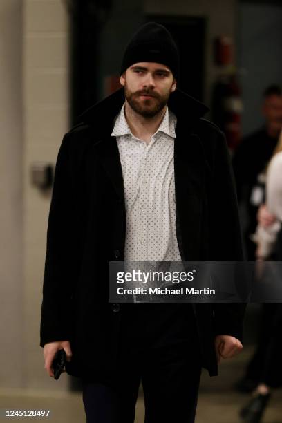Martin Kaut of the Colorado Avalanche enters Ball Arena prior to the game against the Dallas Stars on November 26, 2022 in Denver, Colorado.