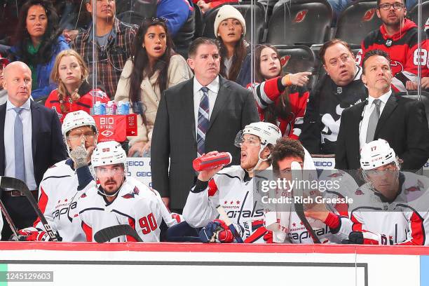 Washington Capitals Head Coach Peter Laviolette in the first period of the game against the New Jersey Devils on November 26, 2022 at the Prudential...