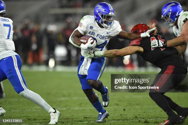 Air Force Falcons running back John Lee Eldridge III runs the ball during a college football game between the Air Force Falcons and the San Diego...