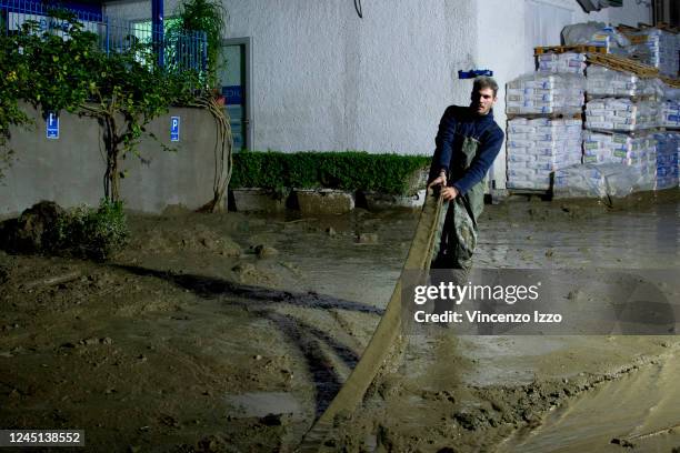 Civil protection volunteers at work, after the violent flood that hit the city of Casamicciola on the island of Ischia, where there are about 13...