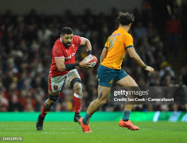 Wales Taulupe Faletau in action during the Autumn International match between Wales and Australia at Principality Stadium on November 26, 2022 in...