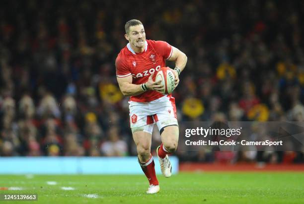 Wales George North in action during the Autumn International match between Wales and Australia at Principality Stadium on November 26, 2022 in...