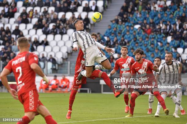 Simone Iocolano of Juventus scores a goal during the Serie C match between Juventus Next Gen and Mantova at Allianz Stadium on November 27, 2022 in...