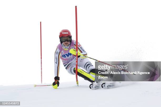 Lena Duerr of Team Germany in action during the Audi FIS Alpine Ski World Cup Women's Slalom on November 27, 2022 in Killington, USA.