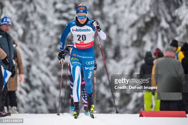 Anne Kylloenen of Finland in action competes during the 10km at the FIS World Cup Cross-Country Ruka on November 26, 2022 in Ruka, Finland.