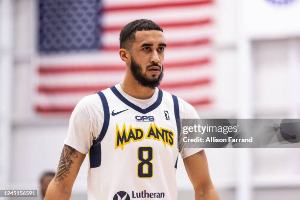 Trevelin Queen of the Fort Wayne Mad Ants looks on during the game against the Motor City Cruise on November 27, 2022 at Wayne State Fieldhouse in...