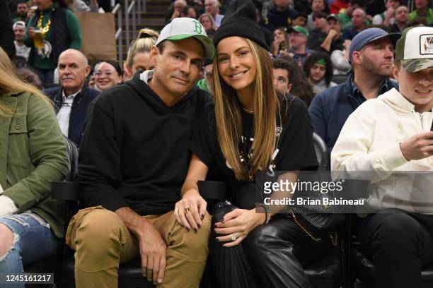 Keven Undergo and Maria Menounos attends the game between the Washington Wizards and the Boston Celtics on November 27, 2022 at the TD Garden in...