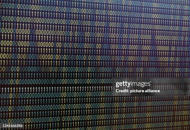 November 2022, Hessen, Wiesbaden: A visualized volume of data is displayed on a monitor standing on the sidelines of an informational event at the...