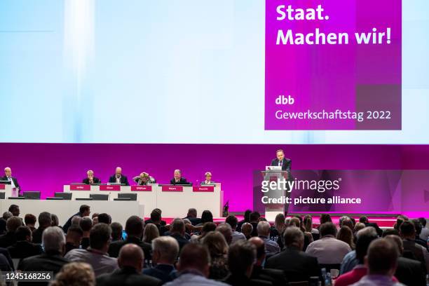 November 2022, Berlin: Jürgen Böhm, Deputy Federal Chairman of the dbb Beamtenbund und Tarifunion, speaks at the 25th Trade Union Congress of the dbb...