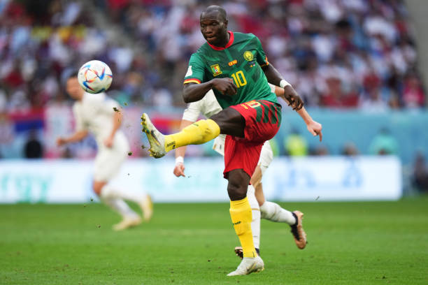 Vincent Aboubakar of Cameroon during the FIFA World Cup Qatar 2022 match, Group G, between Cameroon and Serbia played at Al Janoub Stadium on Nov 28,...