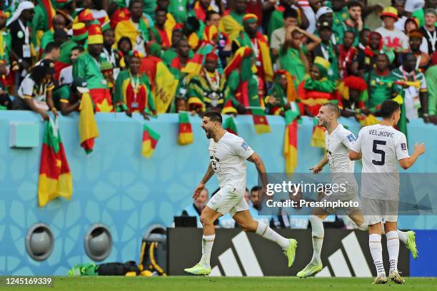 Aleksandar Mitrovic da Sérvia during the FIFA World Cup Qatar 2022 match, Group G, between Cameroon and Serbia played at Al Janoub Stadium on Nov 28,...