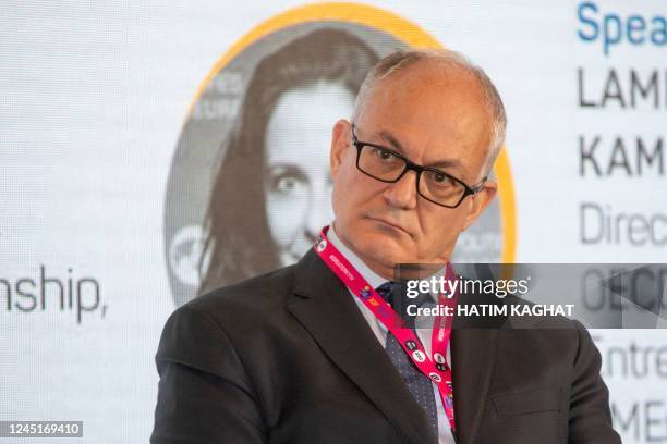 Mayor of Rome Roberto Gualtieri pictured during the Kiev Investment Forum 2022, at the Brussels city hall, Monday 28 November 2022. The forum will...