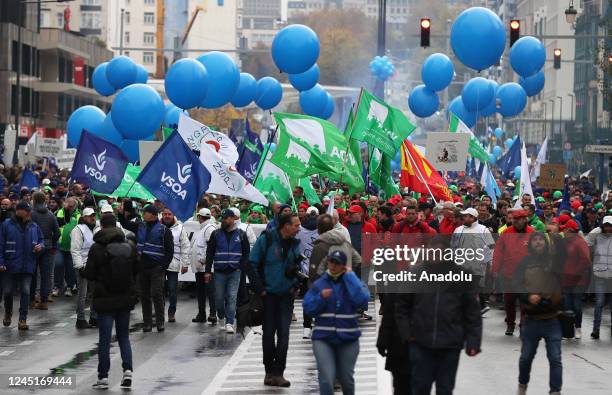 Police officers are seen to demonstrate demanding an end to 'violence against police' after their colleague Thomas Monjoie was stabbed and killed in...