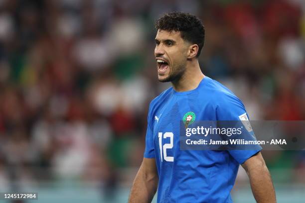 Munir of Morocco during the FIFA World Cup Qatar 2022 Group F match between Belgium and Morocco at Al Thumama Stadium on November 27, 2022 in Doha,...