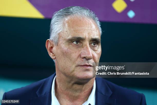 Brazil Manager Tite looks on prior to the FIFA World Cup Qatar 2022 Group G match between Brazil and Switzerland at Stadium 974 on November 28, 2022...