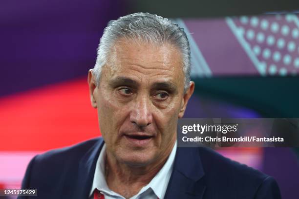 Brazil Manager Tite looks on prior to the FIFA World Cup Qatar 2022 Group G match between Brazil and Switzerland at Stadium 974 on November 28, 2022...