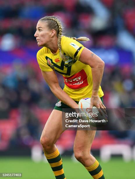 Australia's Ali Brigginshaw during Women's Rugby League World Cup Final match between Australia and New Zealand at Old Trafford on November 19, 2022...