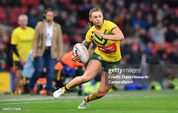 Australia's Julia Robinson during Women's Rugby League World Cup Final match between Australia and New Zealand at Old Trafford on November 19, 2022...