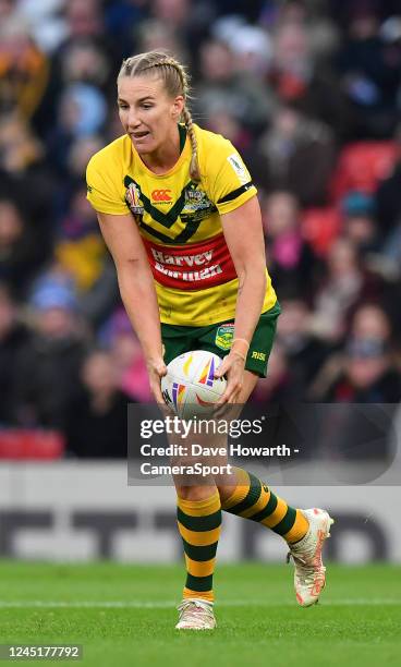 Australia's Ali Brigginshaw during Women's Rugby League World Cup Final match between Australia and New Zealand at Old Trafford on November 19, 2022...