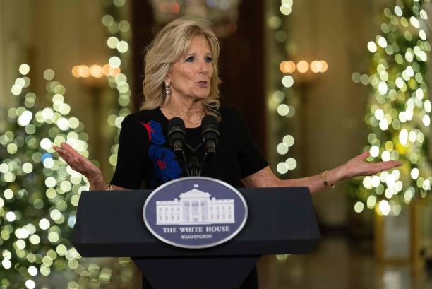 DC: First Lady Jill Biden Delivers Remarks On The Holiday Season With National Guard Members