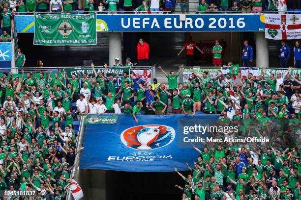 June 2016 - UEFA EURO 2016 - Group C - Ukraine v Northern Ireland - Northern Ireland fans among Euro 2016 branding -