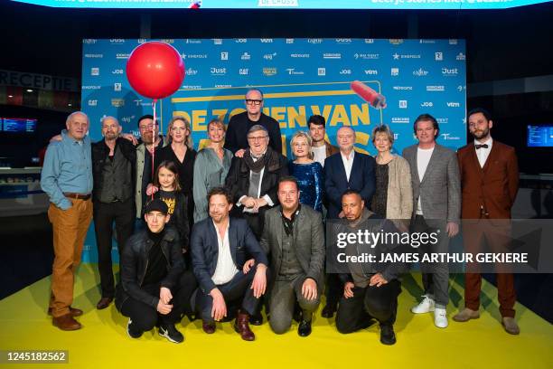 Cast pictured during the premiere of the movie 'De Zonen van Van As - De Cross', at the Kinepolis cinema in Antwerp on Monday 28 November 2022. BELGA...