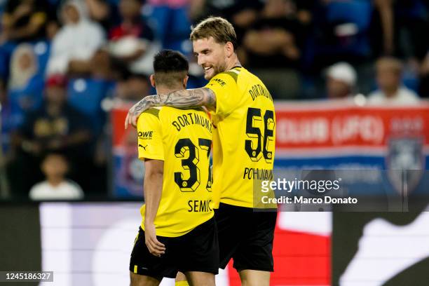 Ole Pohlmann and Lion Semic of Borussia Dortmund during the friendly match between Borussia Dortmund and Johor Southern Tigers as part of the...