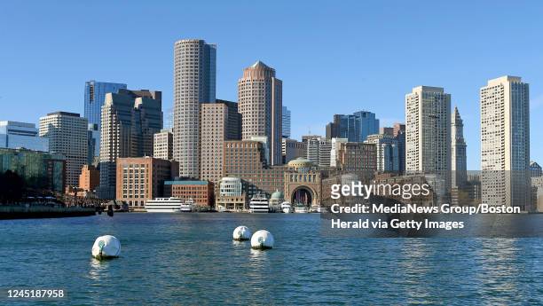 November 21: The skyline seen from the harbor on November 21, 2022 in Boston, Massachusetts.