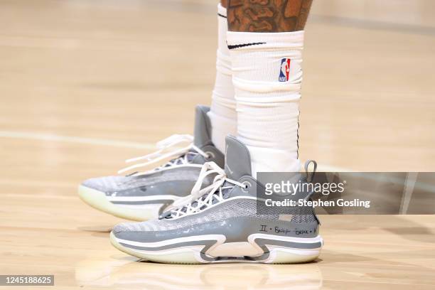 The sneakers worn by Bradley Beal of the Washington Wizards during the game against the Minnesota Timberwolves on November 28, 2022 at Capital One...