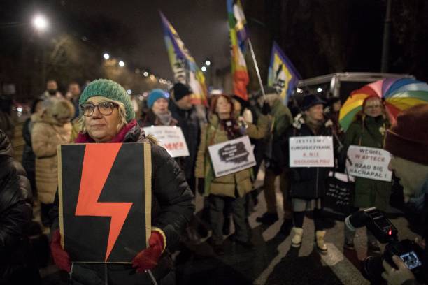 POL: Feminists Protest In Fornt Of Kaczynski's Home In Warsaw