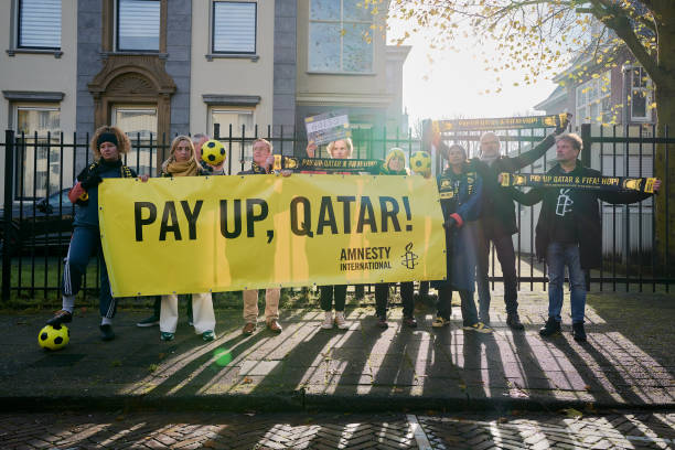 NLD: Human Rights Activists Protest Outside Qatar Embassy During World Cup