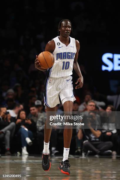 Bol Bol of the Orlando Magic in action against the Brooklyn Nets at Barclays Center on November 28, 2022 in New York City. NOTE TO USER: User...