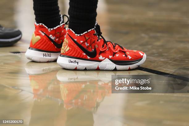 The Nike sneakers worn by Kyrie Irving of the Brooklyn Nets during News Photo - Getty Images