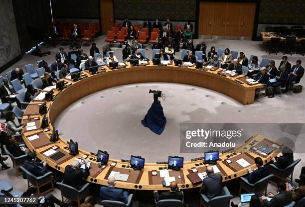 General view from a United Nations Security Council meeting on Syria at United Nations Headquarters in New York, United States on November 29, 2022.