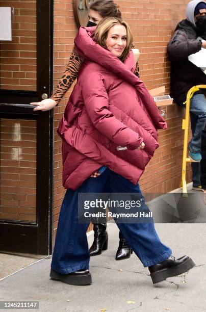 Alyssa Milano is seen outside "The View" on November 29, 2022 in New York City
